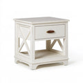 Table de chevet 50 x 40 x 60 cm en bois blanc avec tiroir style campagne