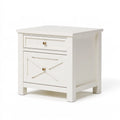 Table de chevet 60 x 40 x 65 cm en bois blanc avec tiroir et porte style campagne