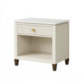 Table de chevet 60 x 45 x 60 cm blanc en bois avec tiroir et niche style contemporain