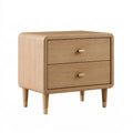 Table de chevet 50 x 40 x 55 cm en bois beige avec 2 tiroirs style contemporain